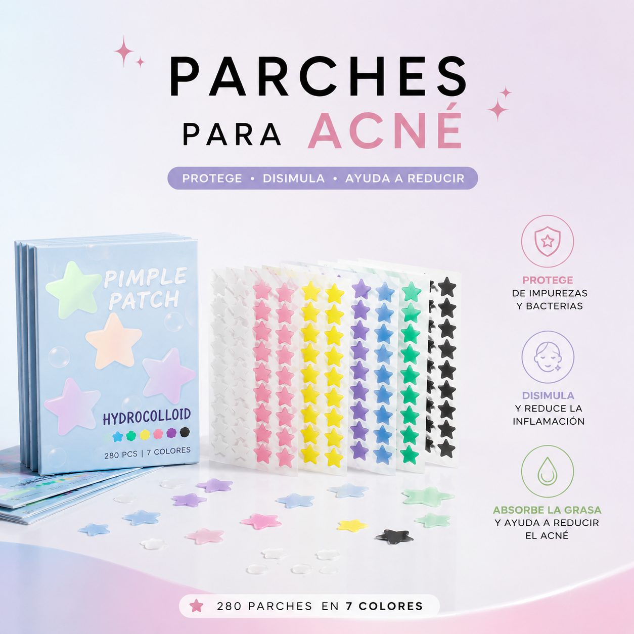 Parches para Acné 280 unidades | Impermeables y Transpirables