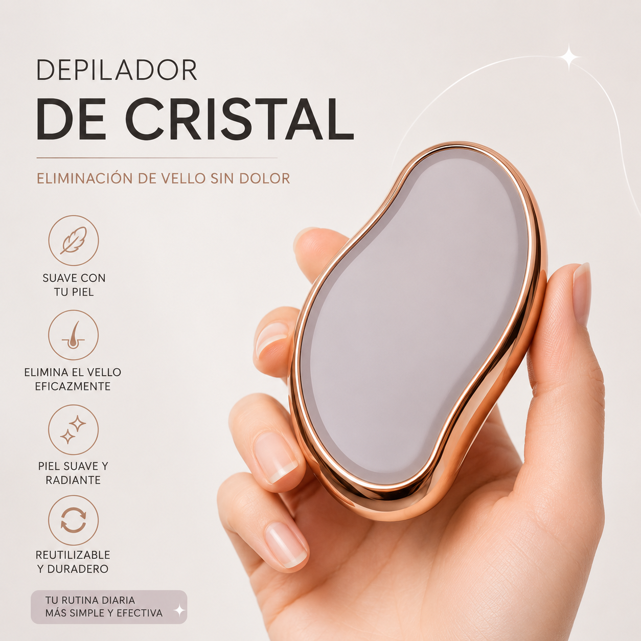 Depilador de Cristal — Eliminación de Vello Sin Dolor