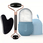 Kit Facial 3 en 1 Ice Therapy (Rodillo de Hielo + Gua Sha + Molde de Silicona Reutilizable)
