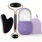 Kit Facial 3 en 1 Ice Therapy (Rodillo de Hielo + Gua Sha + Molde de Silicona Reutilizable)