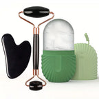 Kit Facial 3 en 1 Ice Therapy (Rodillo de Hielo + Gua Sha + Molde de Silicona Reutilizable)