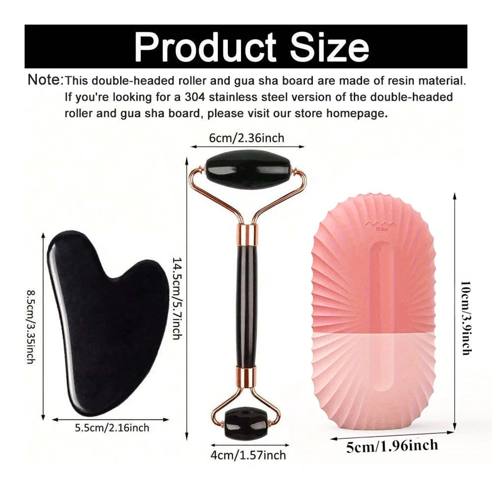 Set de Rodillo de Hielo Facial + Gua Sha | Reduce la Hinchazón y Reafirma la Piel
