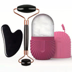 Kit Facial 3 en 1 Ice Therapy (Rodillo de Hielo + Gua Sha + Molde de Silicona Reutilizable)