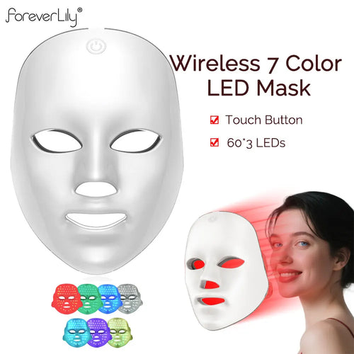 Máscara LED Inalámbrica 7 Colores | Rejuvenecimiento y Firmeza Facial
