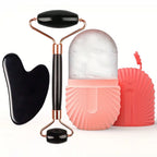 Kit Facial 3 en 1 Ice Therapy (Rodillo de Hielo + Gua Sha + Molde de Silicona Reutilizable)